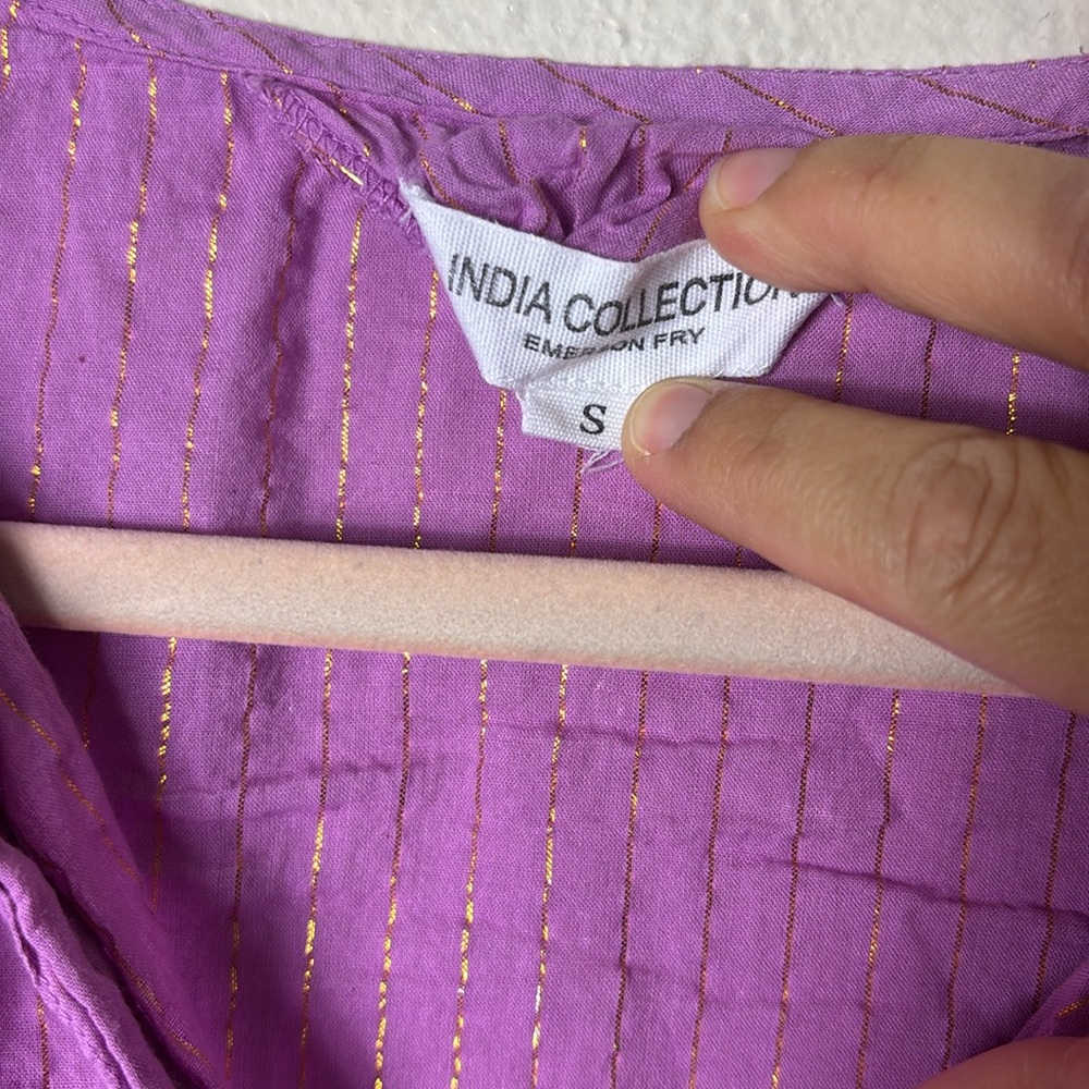 Emerson Fry India Collection Bardot Top - Pink Lurex with Gold Details size S - Picture 8 of 13